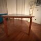 Large vintage Scandinavian table / Curved wood black top / Modernist