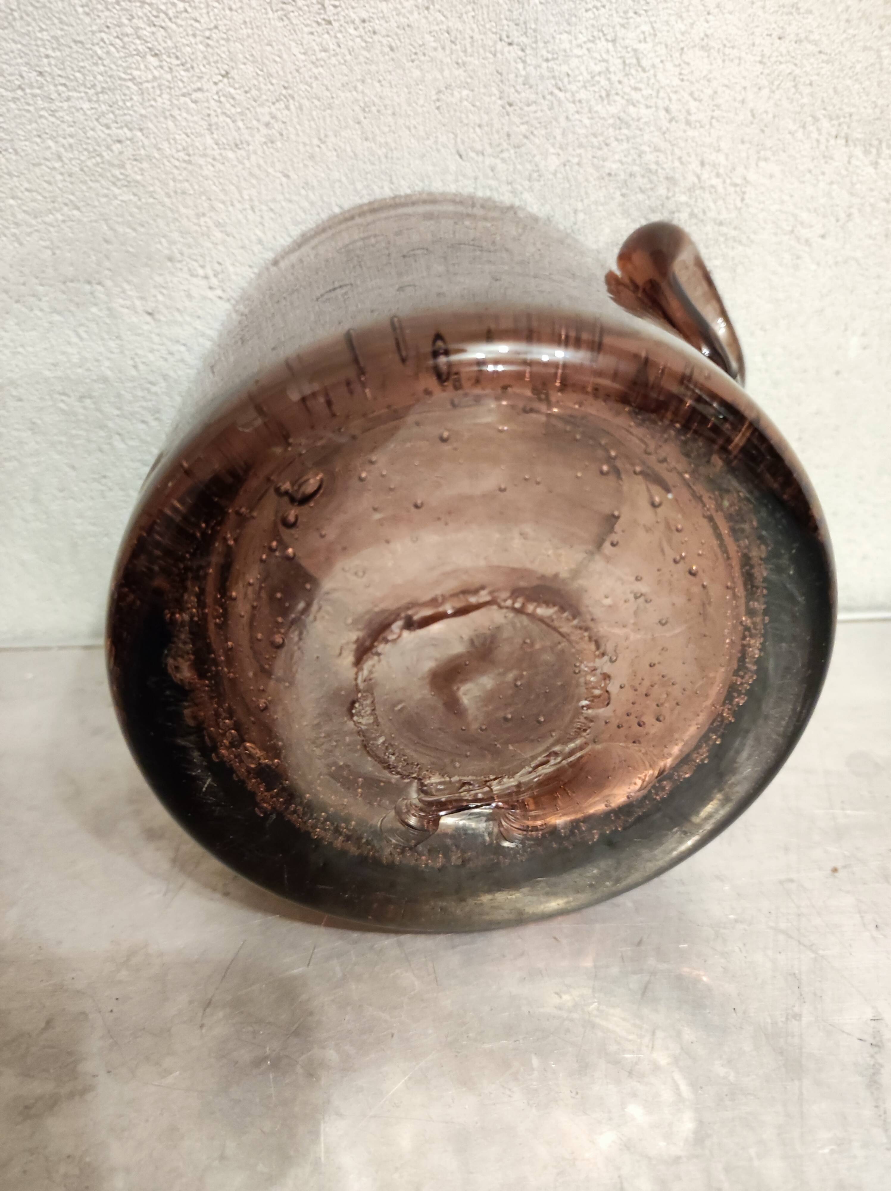 Bubble glass jar, purple tinted, Biot, 1950