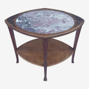 Art Nouveau table in mahogany and marble top