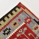 3x5 Red Green Tribal Vintage Kilim Rug, 88x147Cm