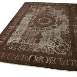 Hand-knotted bohemian turkish 1980s 212 cm x 327 cm brown rug