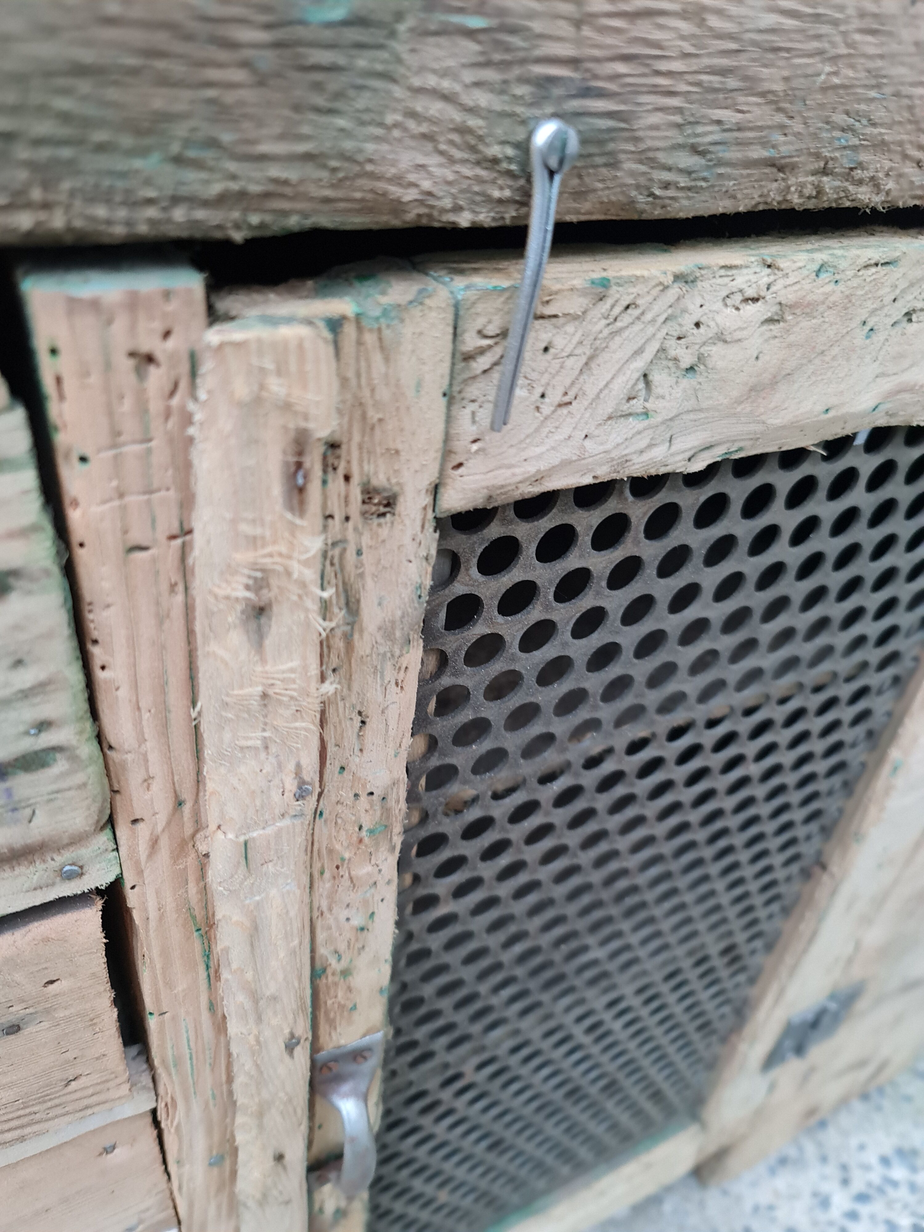 Old established a door and five drawers raw wood