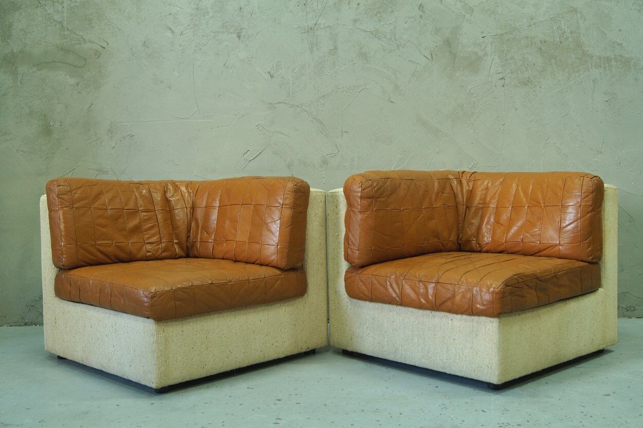 Canapé modulaire en cuir patchwork italien années 1970