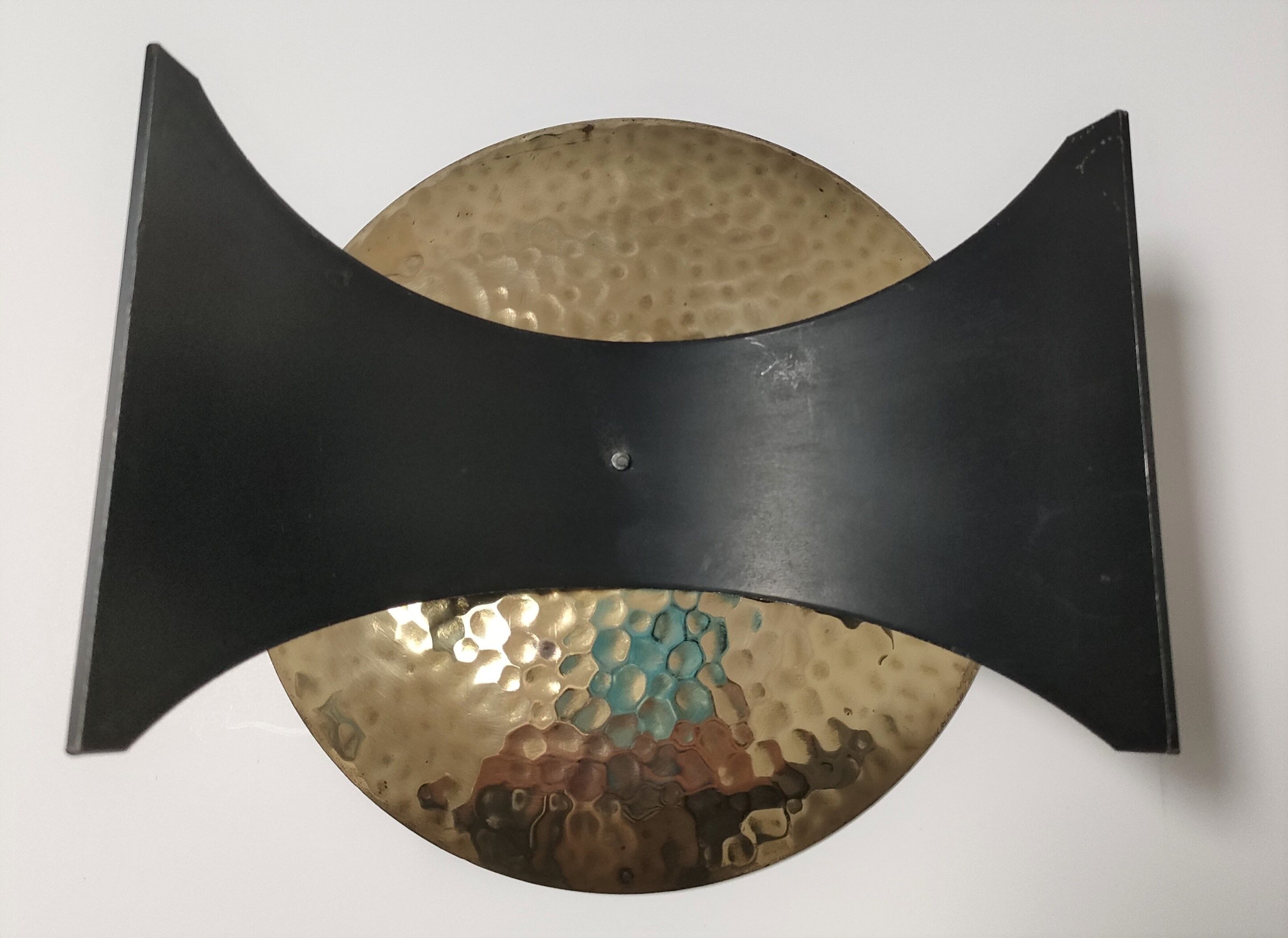 Pair of brass and metal candle holders design 70s