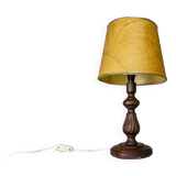 Rustic carved wood table lamp