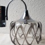 70's glass and chrome metal sconce