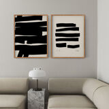 Framed set of two abstract giclee prints, 50x70