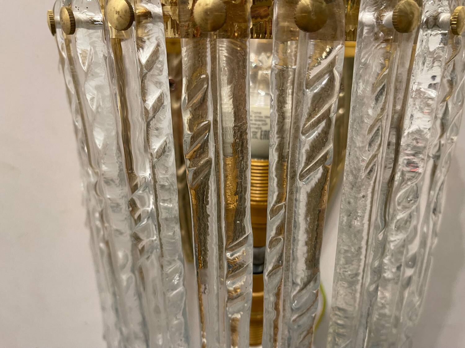 Large Murano Glass Brass Sconces