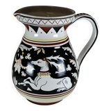 Archaic Italian pitcher from Siena in hand-painted ceramic – animal decoration