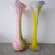 Duo of blown glass flower vases – Murano style (H30 cm)