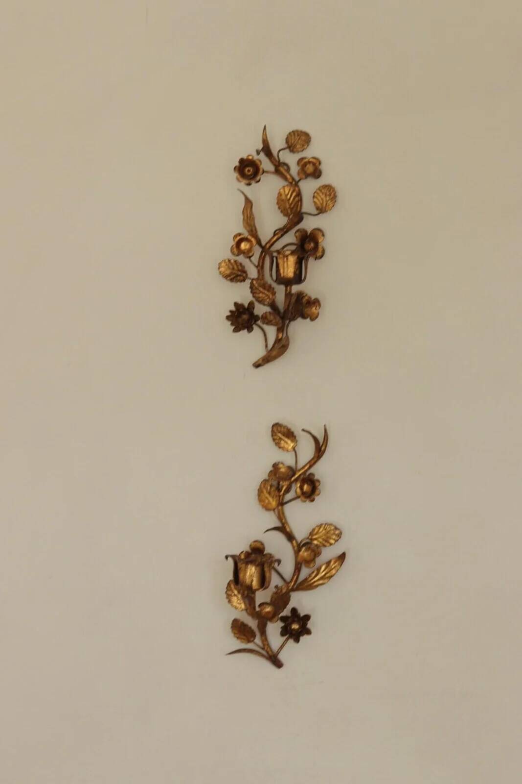 Pair of Mid-Century Italian Gilded Metal Sconces