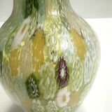 Millefiori Green Murano Glass Vase with Murrines and Gold Leaf, Italy