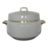 Large white tureen with gold edges art deco style