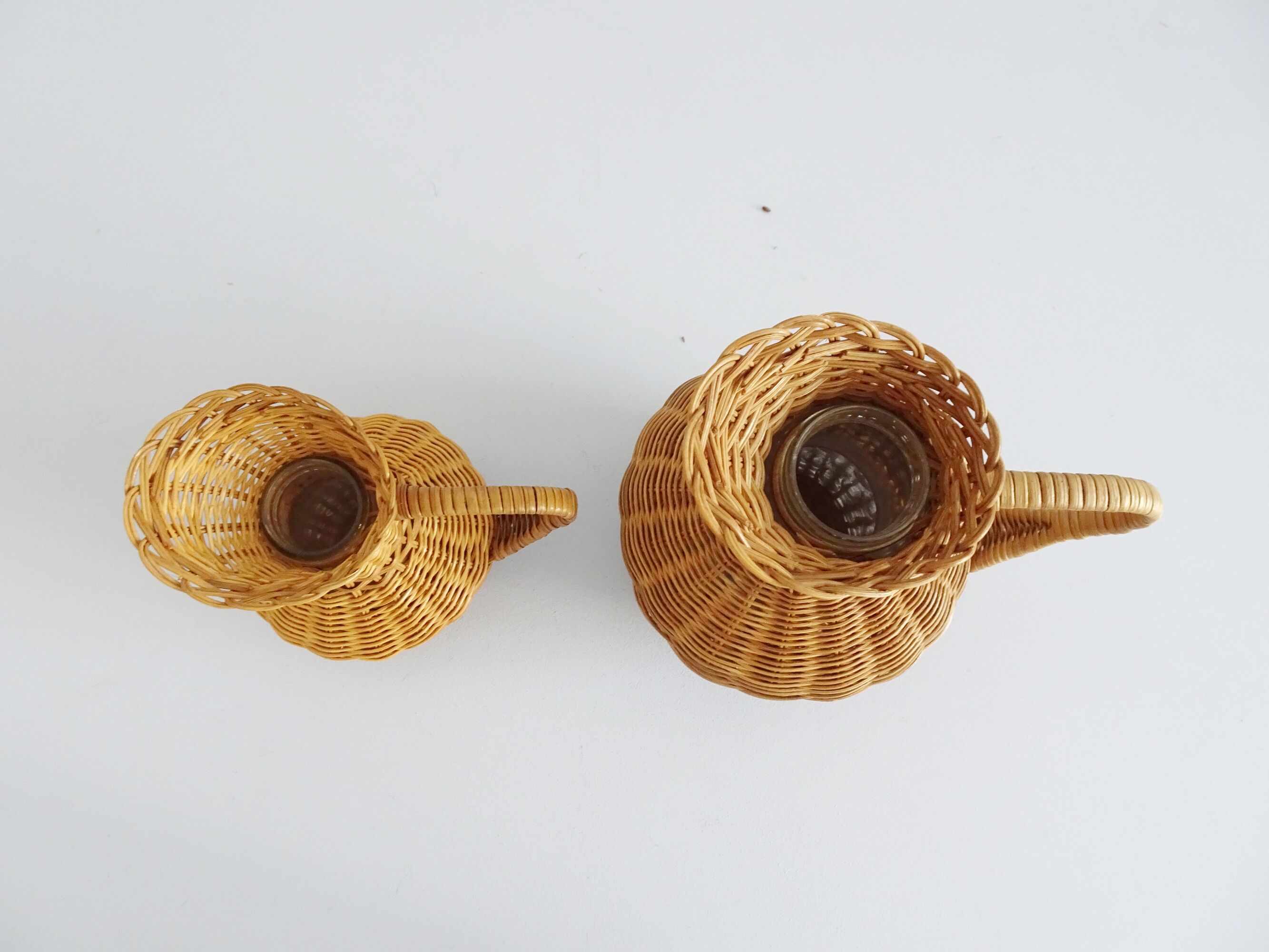 Rattan pitcher set, braided 1960s