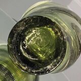 Grand vase en verre coloré vert, signé par Winnowski, Biot, France, années 1990