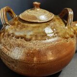 Ceramic 20th century enameled stoneware teapot signature to identify