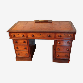 English box desk in mahogany, leather top