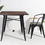 Black dining room armchair with metal armrest Industrial style