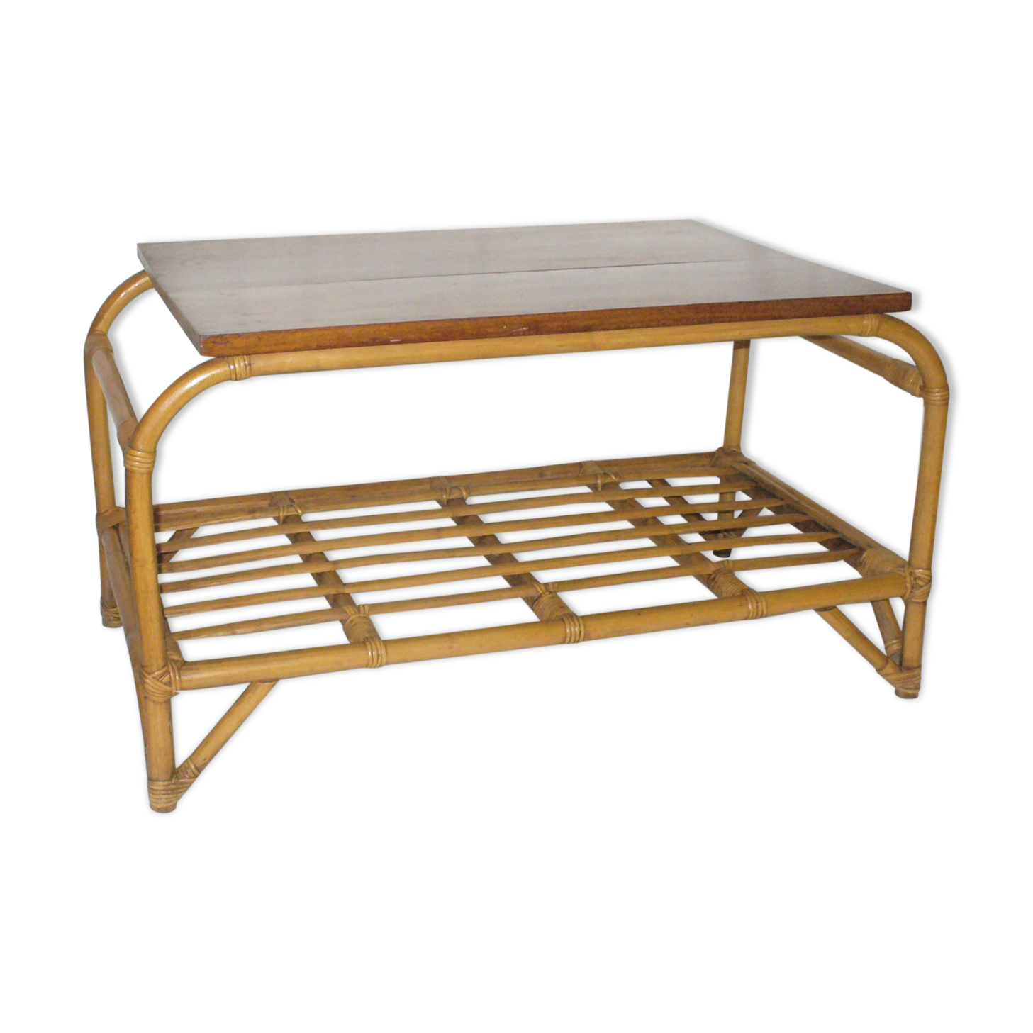 Bamboo coffee table rattan of the 1950s