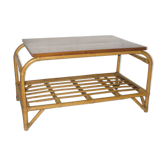 Table basse bambou rotin des années 50