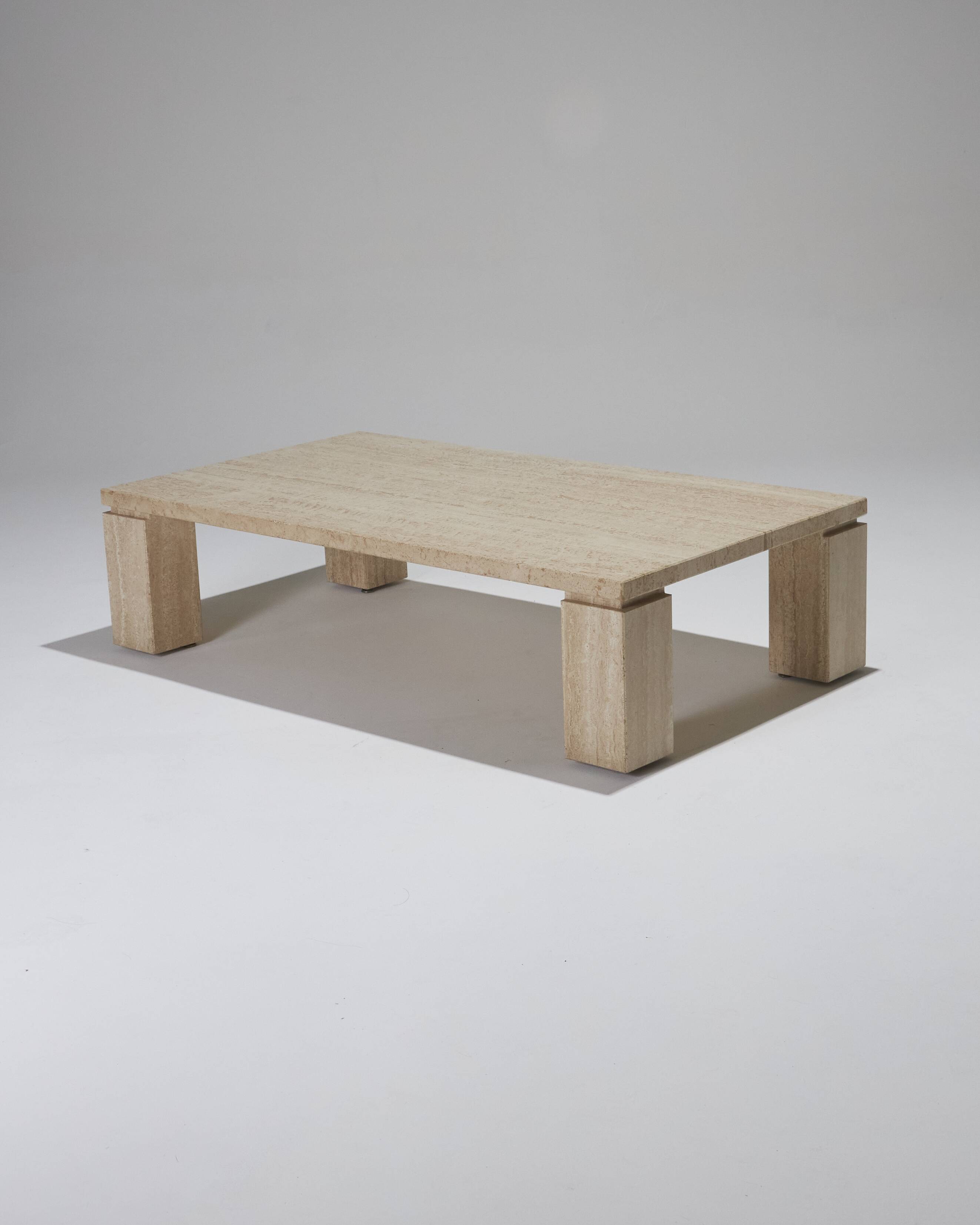 Rectangular travertine coffee table, 1970s
