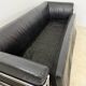 Old 3-seater sofa in tubular and black leather by Kébé, Denmark 1970s