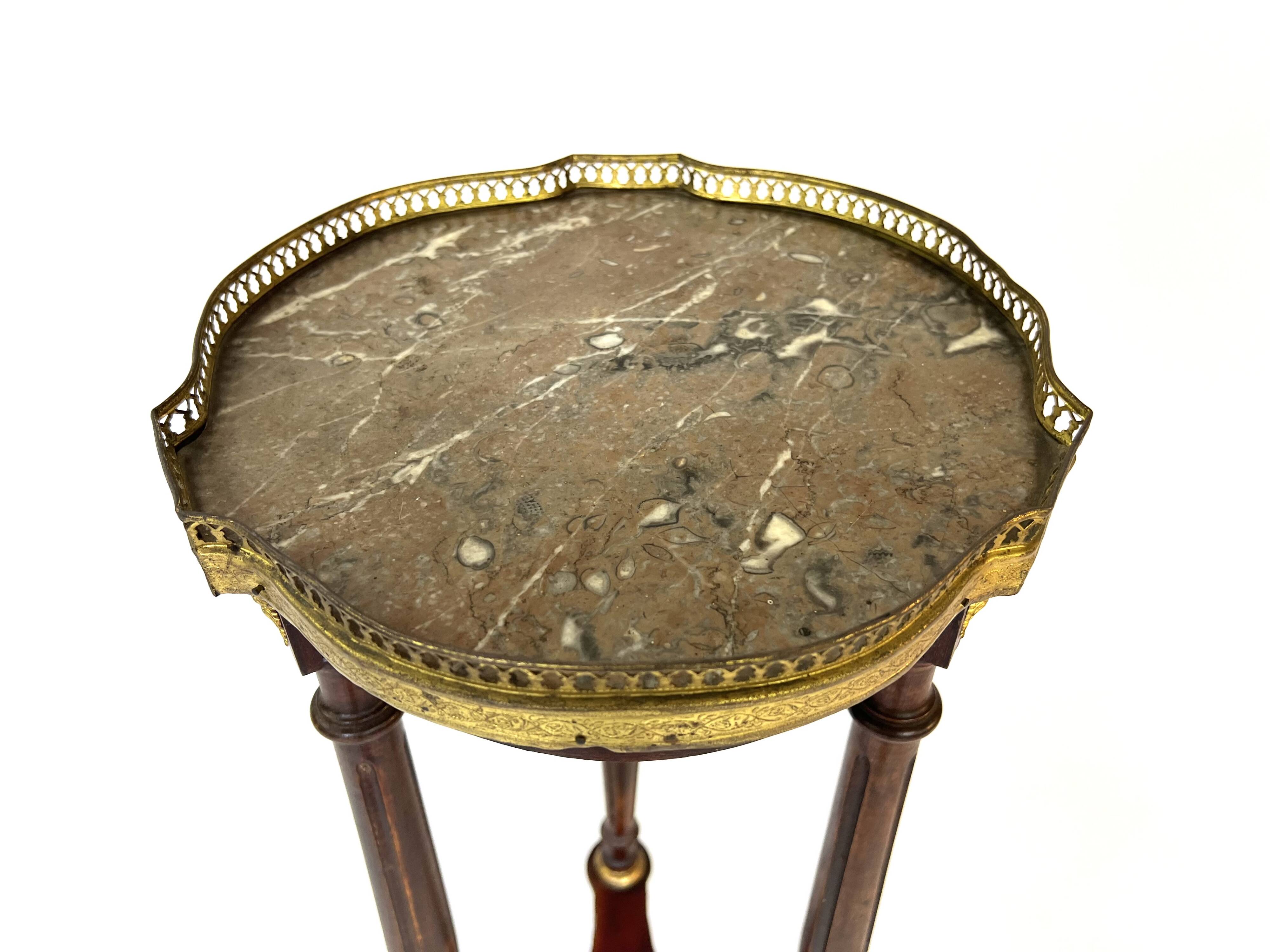 Louis XVI style marble and brass gueridon, 19th century