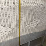 Vintage headboard in woven white rattan