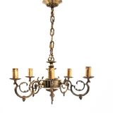 Brass chandelier, Poland, 1950s