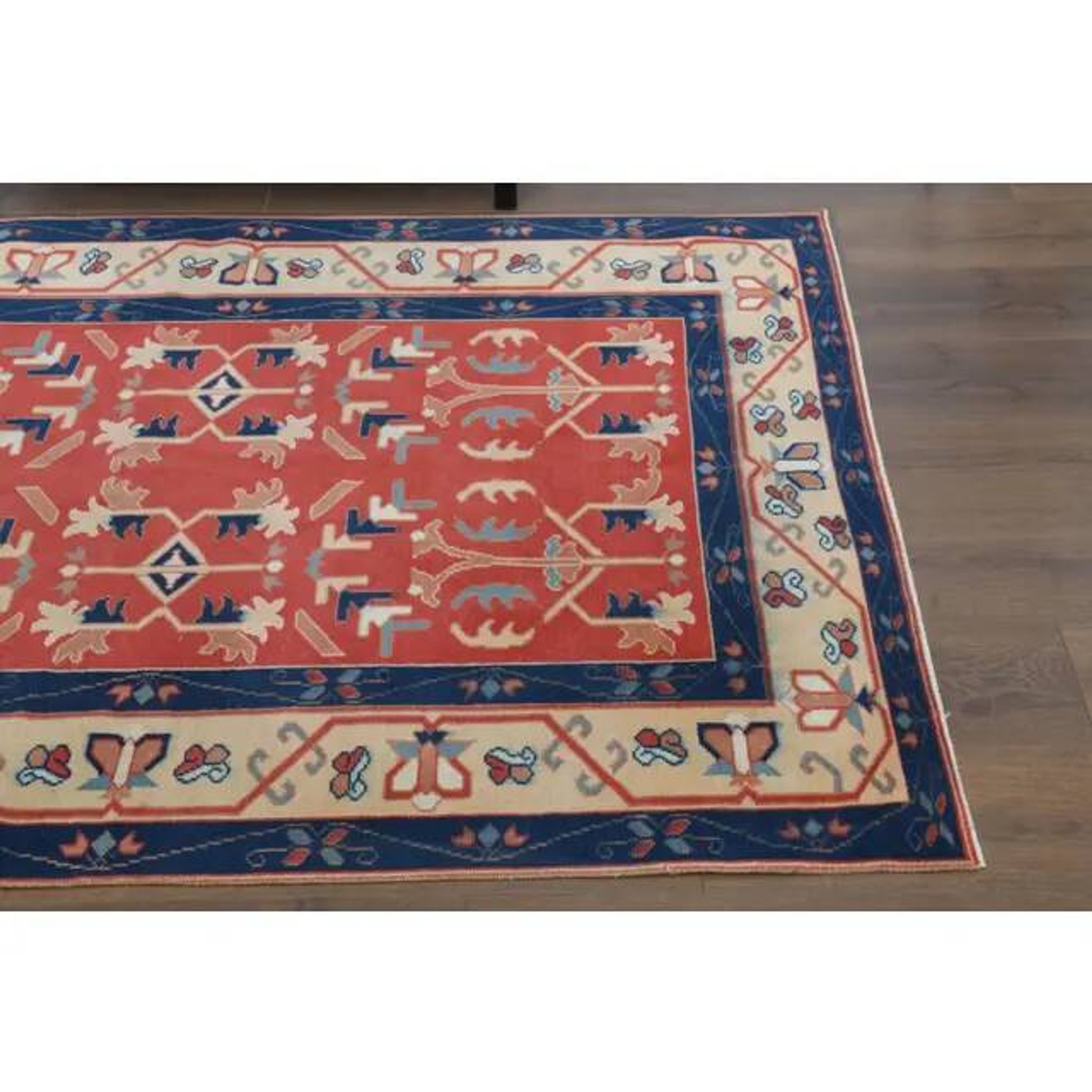 Vintage Turkish Oushak Handmade Wool Cotton Red Area Rug 130x190