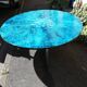 Blue enamelled lava stone coffee table