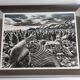 Offset edition in black and white "Genesis" after Sebastião Salgado, framed under glass, 30 x 38 cm