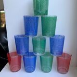Set of 8 colored water glasses 70s