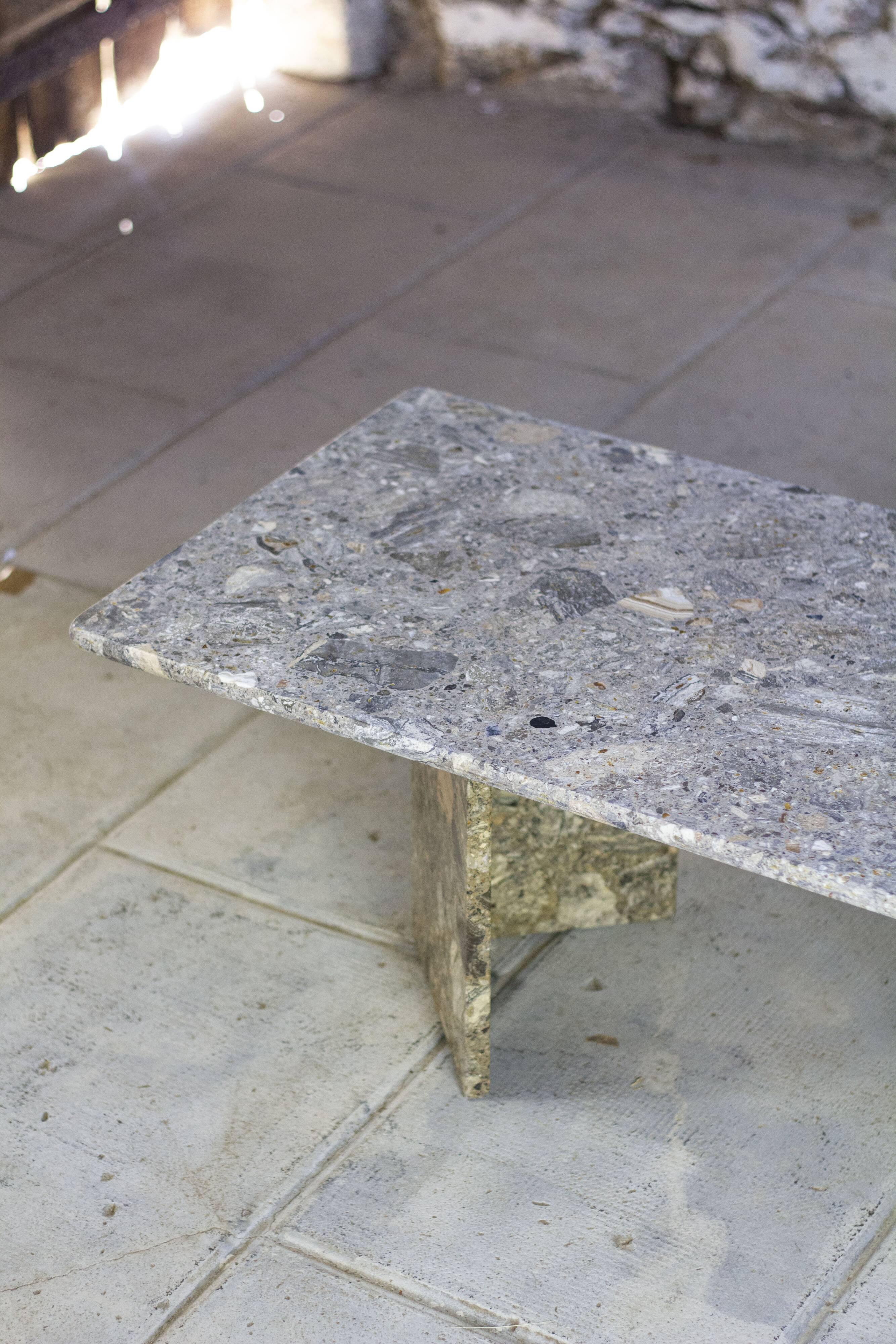 Travertine terrazzo coffee table, 1970