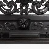 Richly carved baroque black wooden sculptured shelf, France ca. 1850