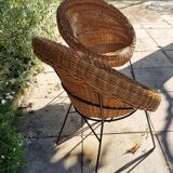 Pair of 1960s wicker armchairs