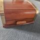 Vintage cigarette box 1950 - Wood and brass cabinetry - Internal ashtray