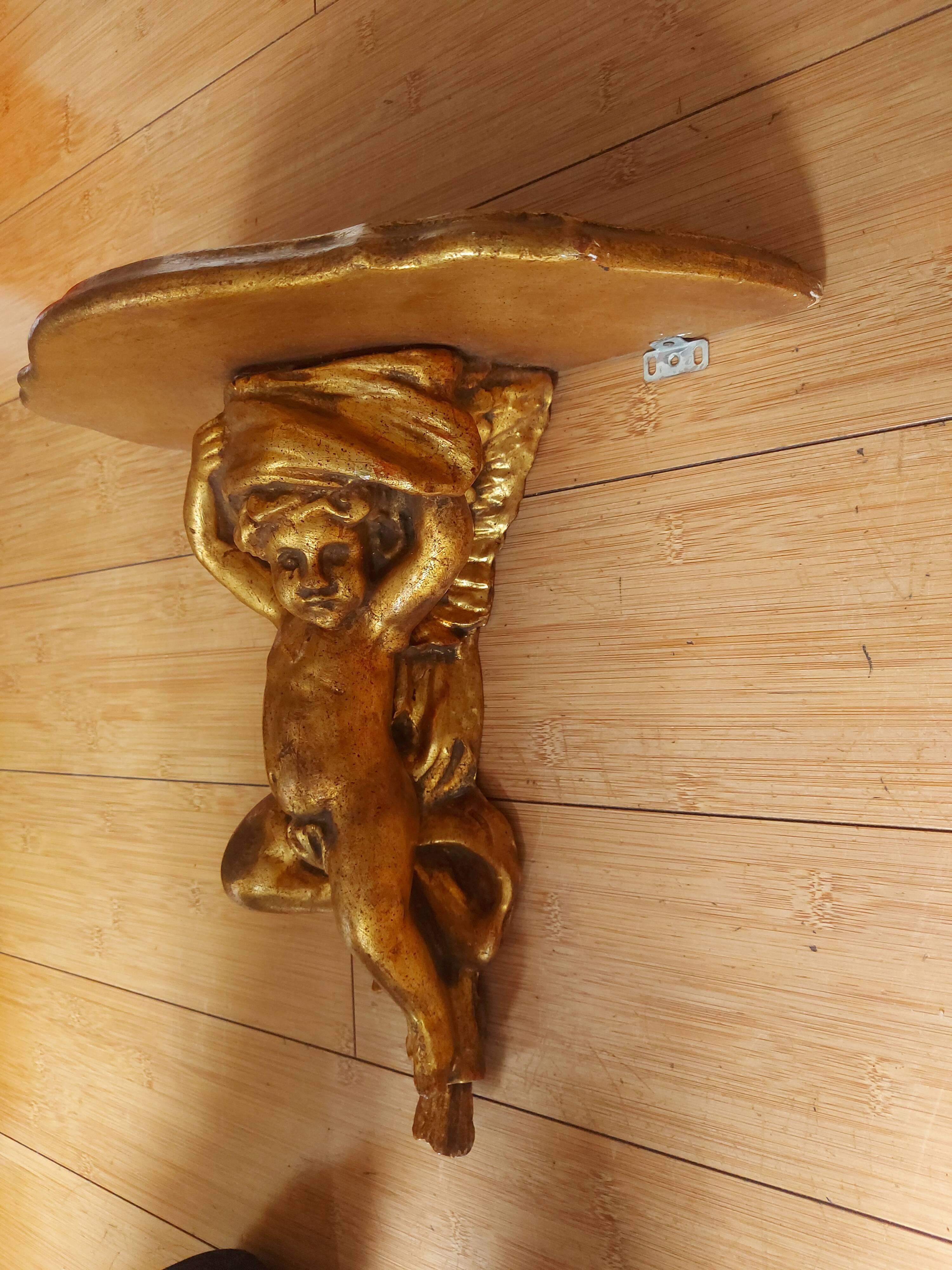 Shelf , Wall console gilded cherub