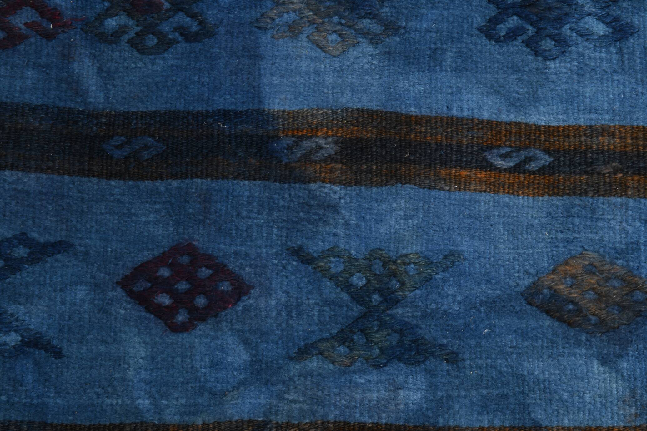 Soft Blue Turkish Woven Hallway Runner Rug, 79x342 Cm