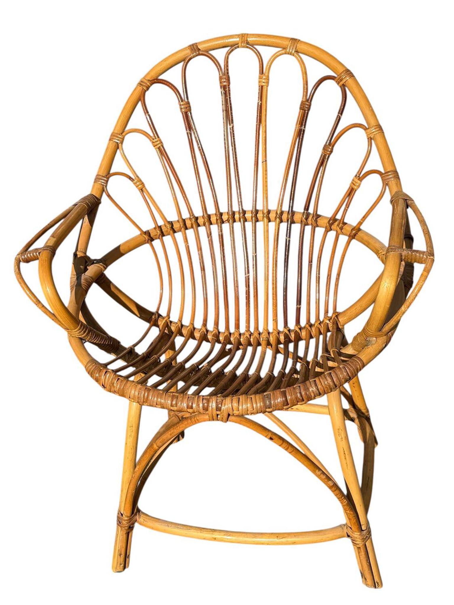 Set of 8 rattan armchairs from the 1960s, France.