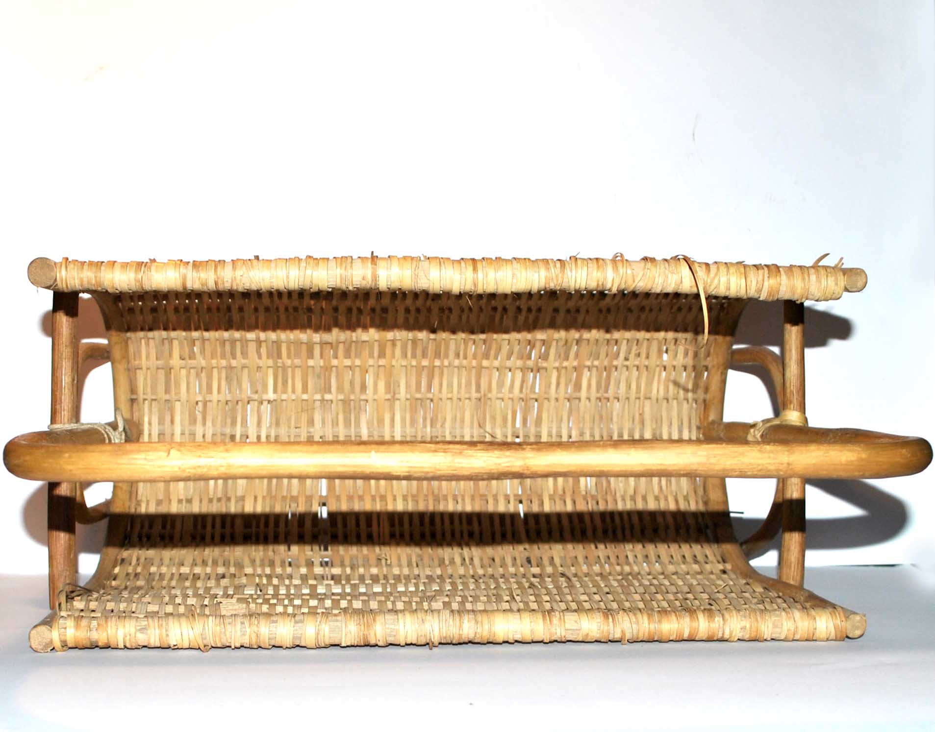 Vintage magazine holder in braided wicker and rattan