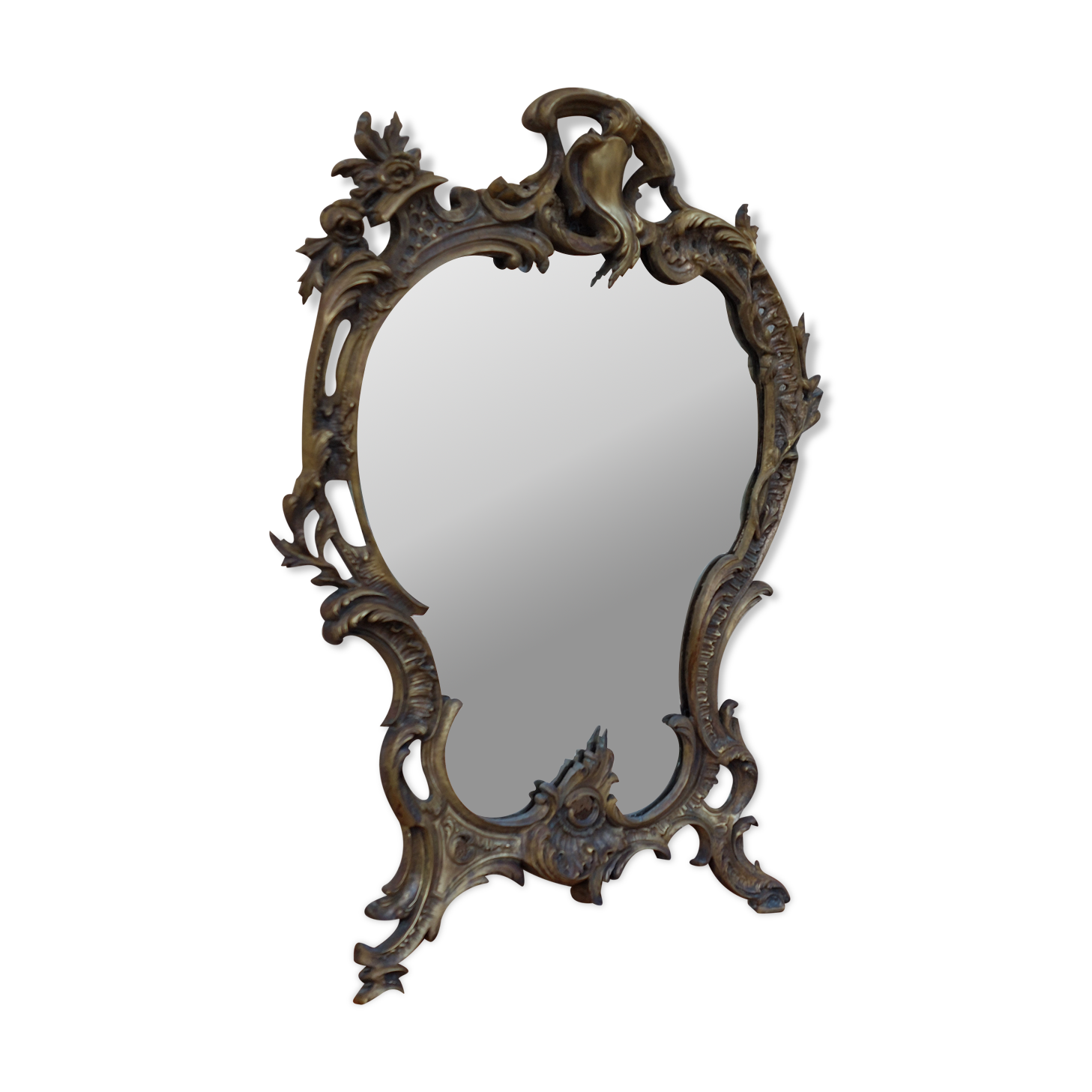 Miroir biseauté en bronze Louis XV 19ème