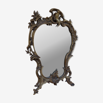 Beveled mirror in bronze louis XV 19th