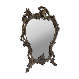 Beveled mirror in bronze louis XV 19th