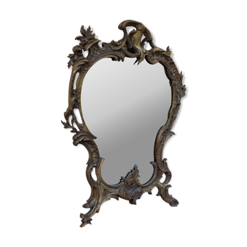 Miroir biseauté en bronze Louis XV 19ème