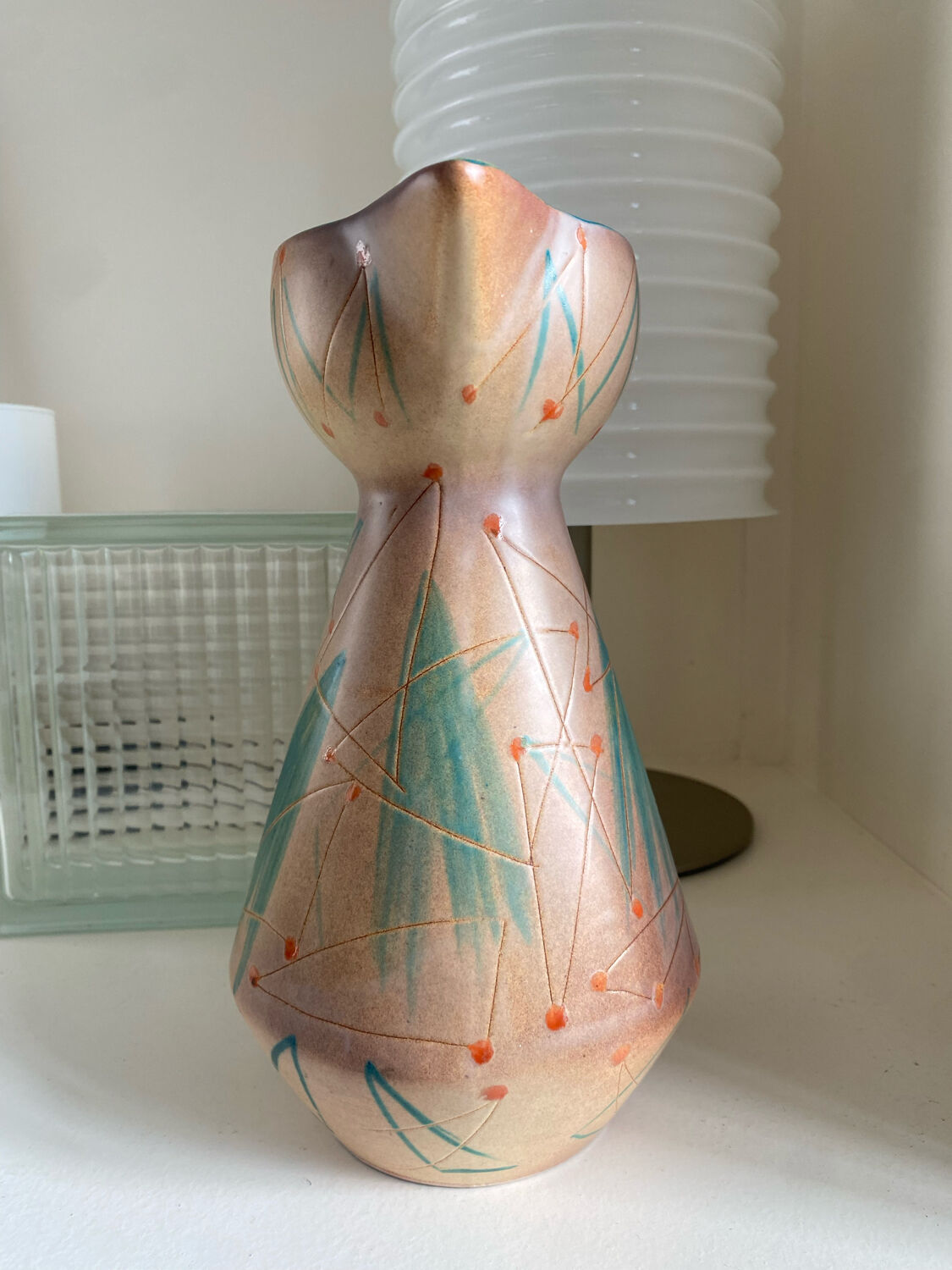 Vase or ceramic pitcher signed François Ré Vallauris 50s