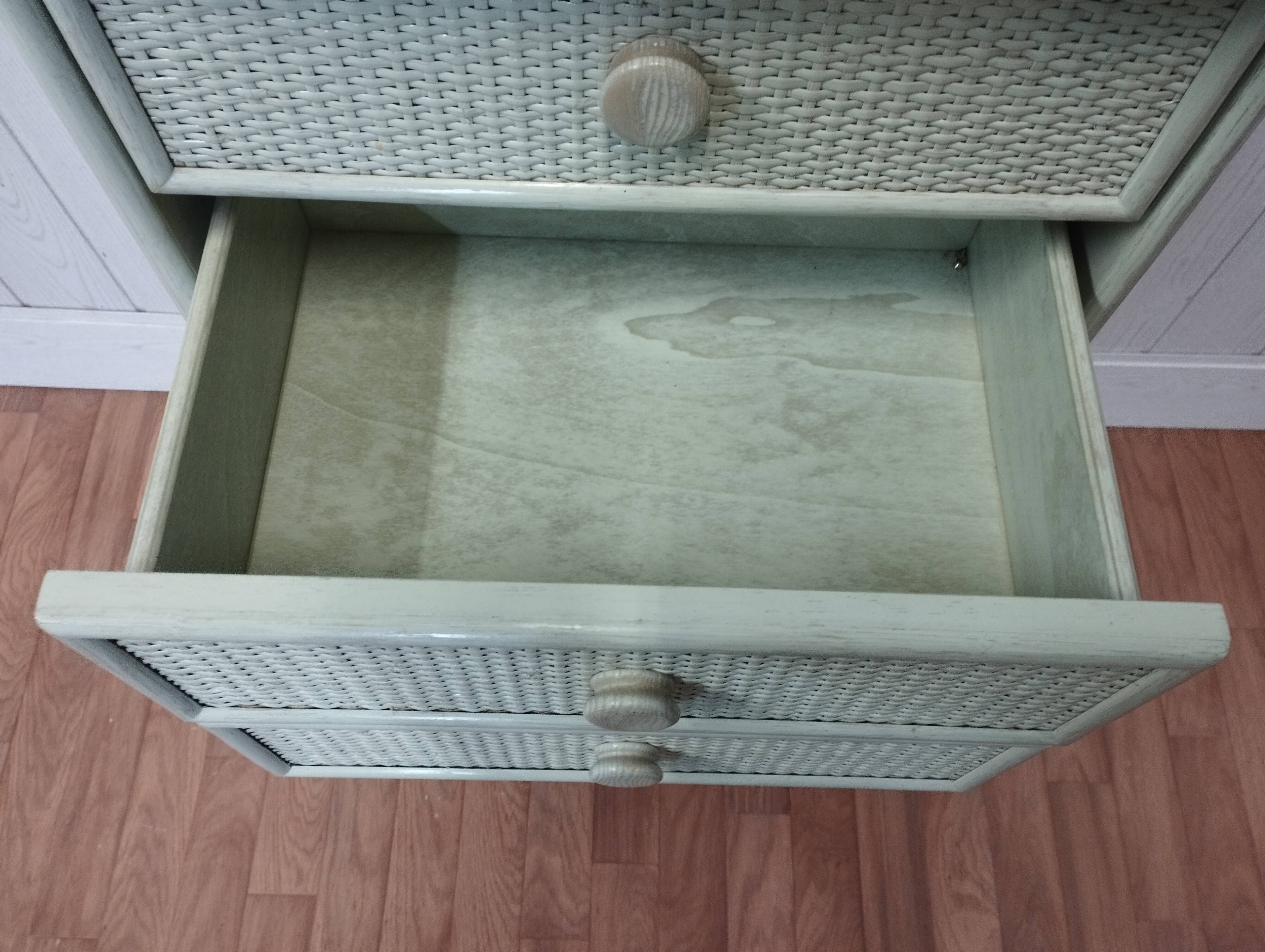 Vintage rattan and solid wood ragpicker