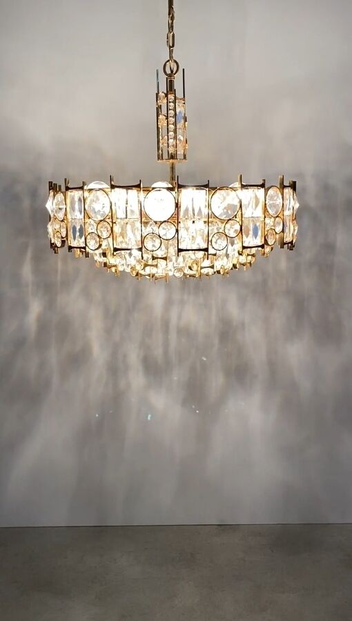 Exceptional 7-light chandelier - high-end Palwa - Gold-plated brass f