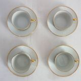 4 tasses à café filé doré Limoges création Dessagne, années 40