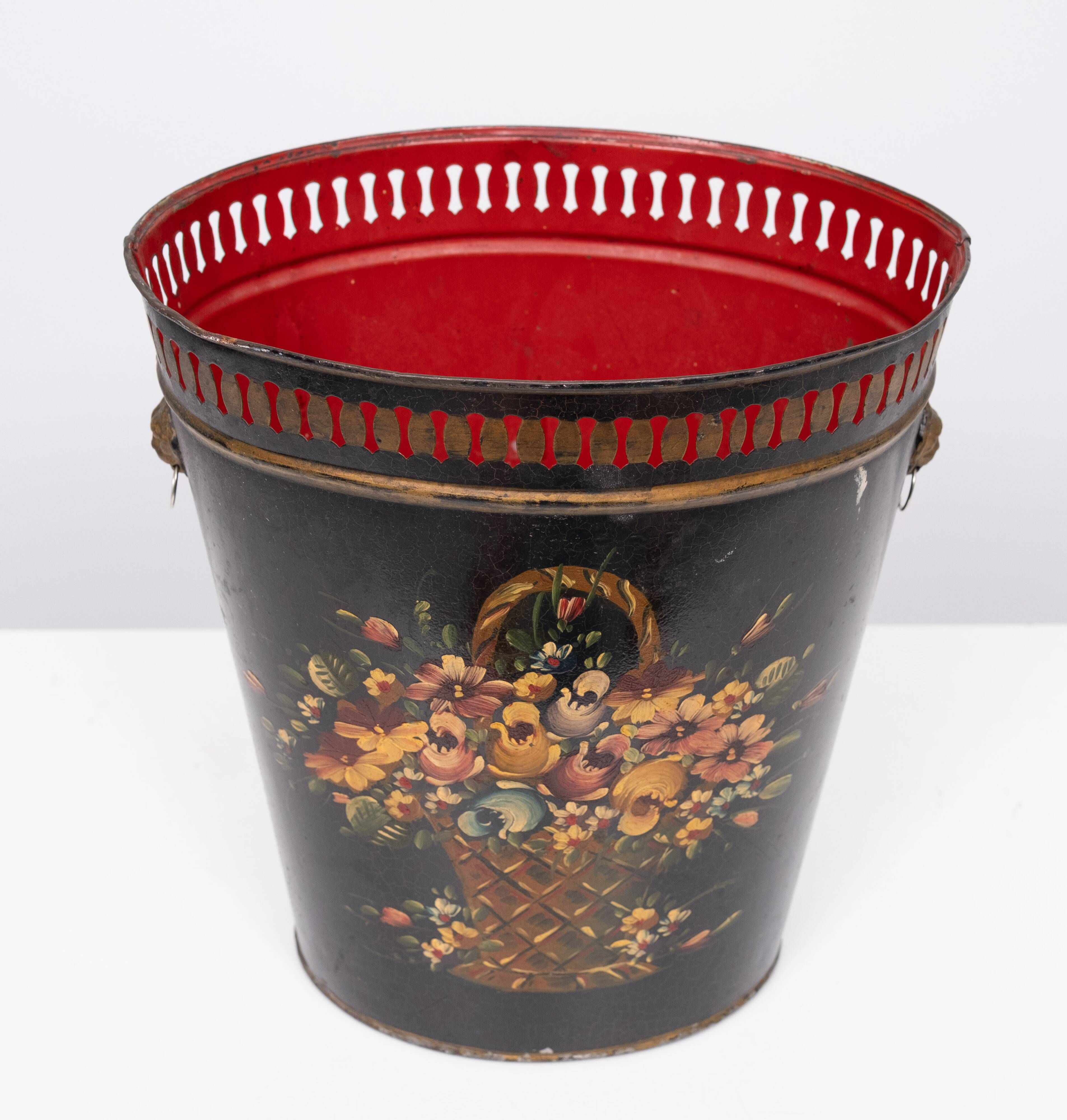 Metal Hand painted Waste Basked 1950s England